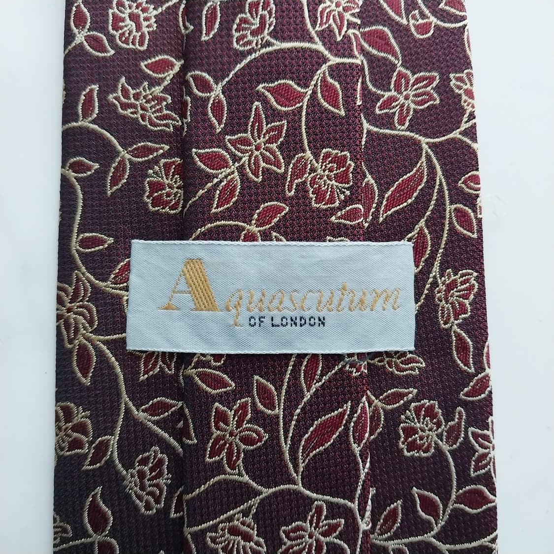 아쿠아스큐텀 실크 버건디 플라워 넥타이 9.7cm A+등급 K1191
 상품이미지10