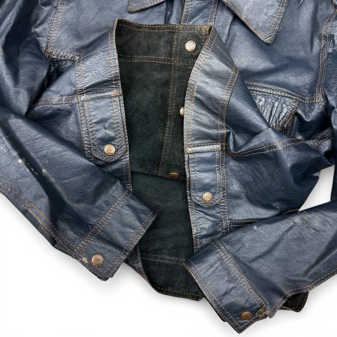 90's 스웨이드 & 레더 리버시블 트러커 자켓 상품이미지6