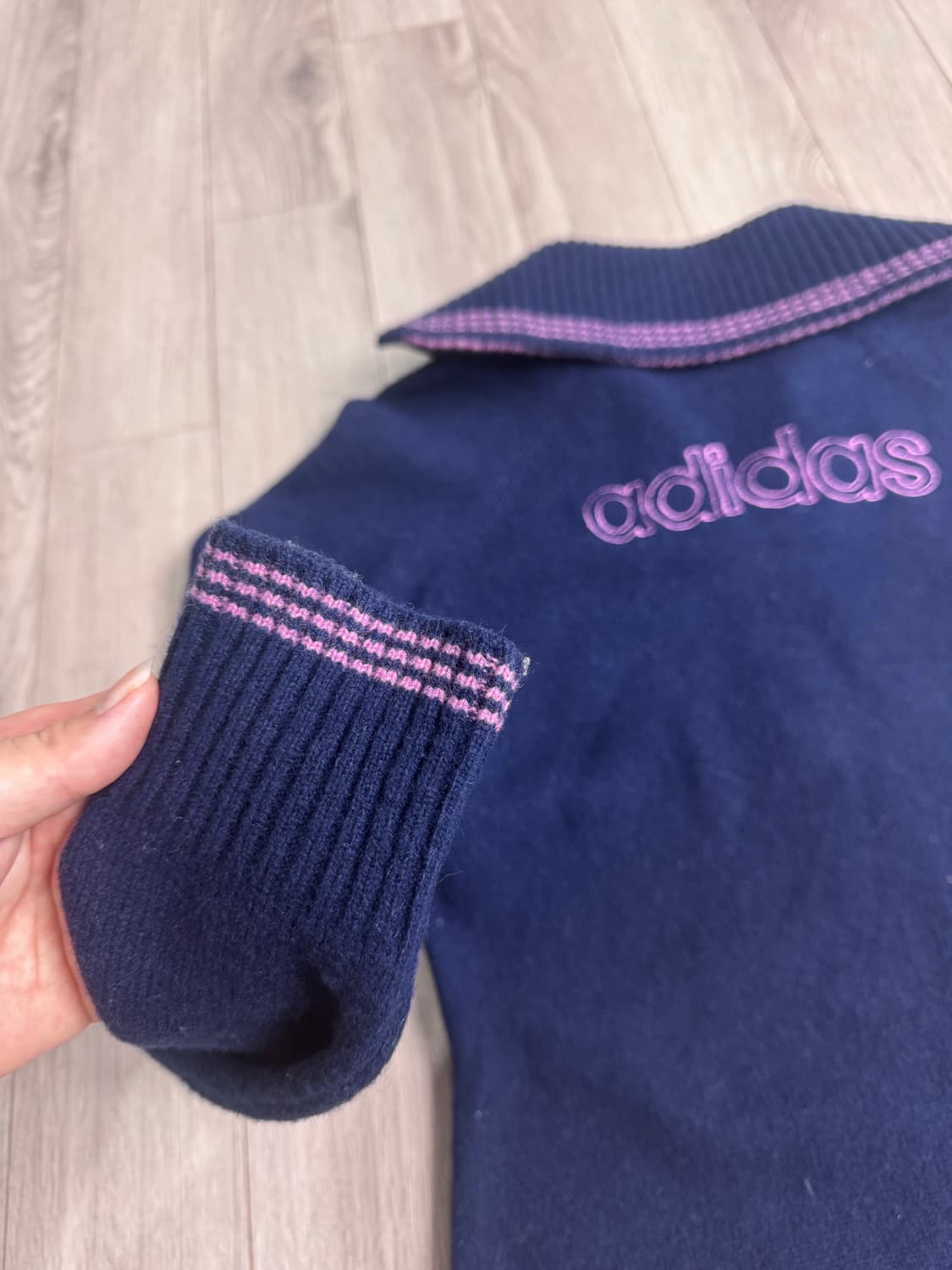 아디다스 Y2K 네이비 핑크 니트집업 상품이미지4