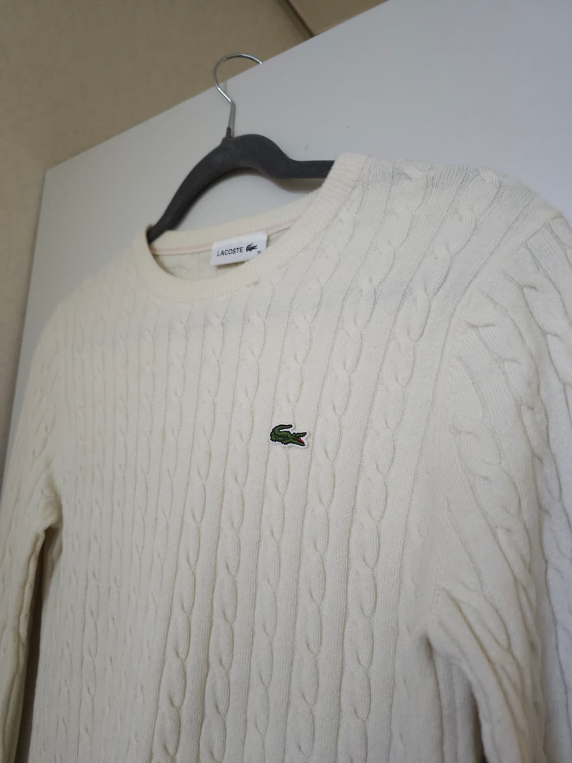 라코스테 아이보리 꽈배기 니트 상품이미지2