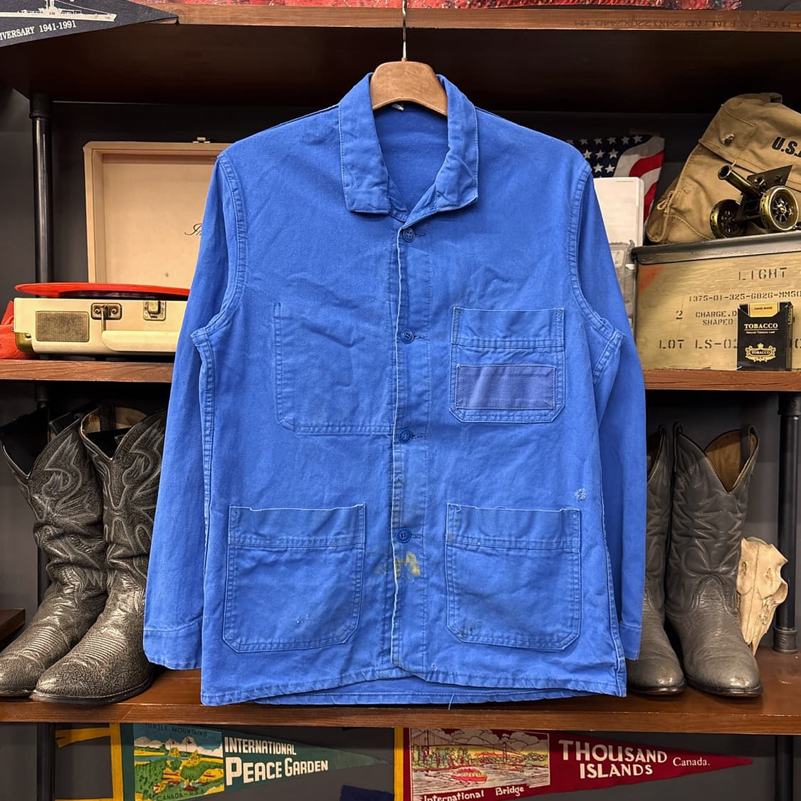 70~80s 내츄럴 페이딩 코튼트윌 프렌치워크자켓 N1301 상품이미지1