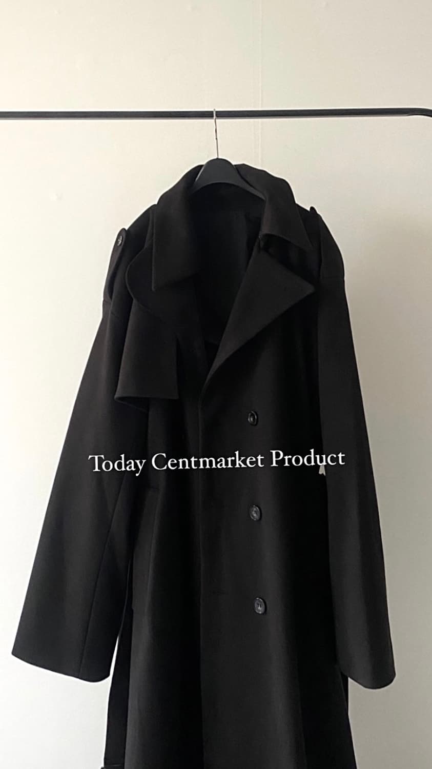 센트마켓 하이넥 로브 트렌치코트 BLACK 상품이미지3