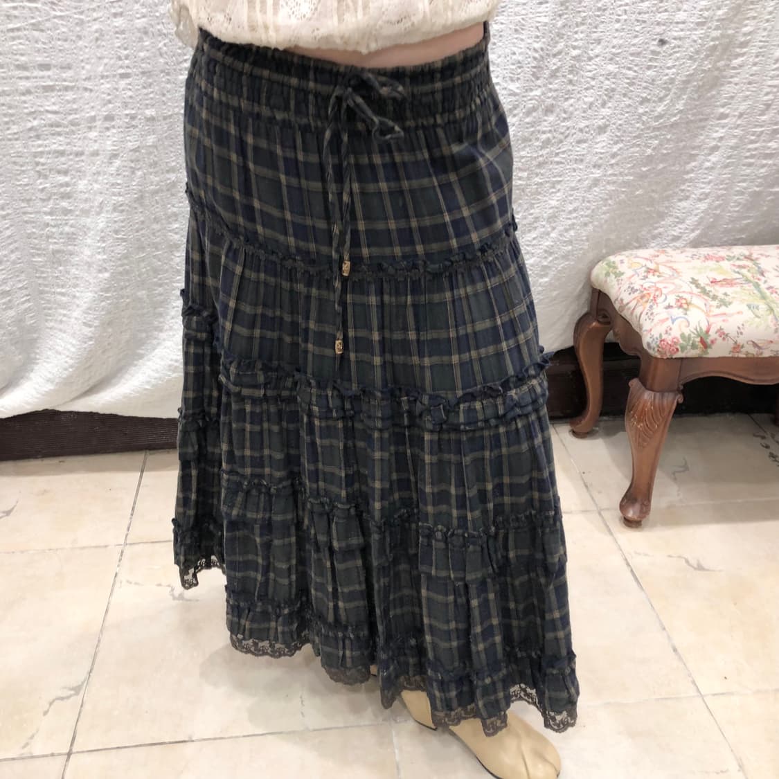 plaid ruffle breeze skirt 상품이미지5