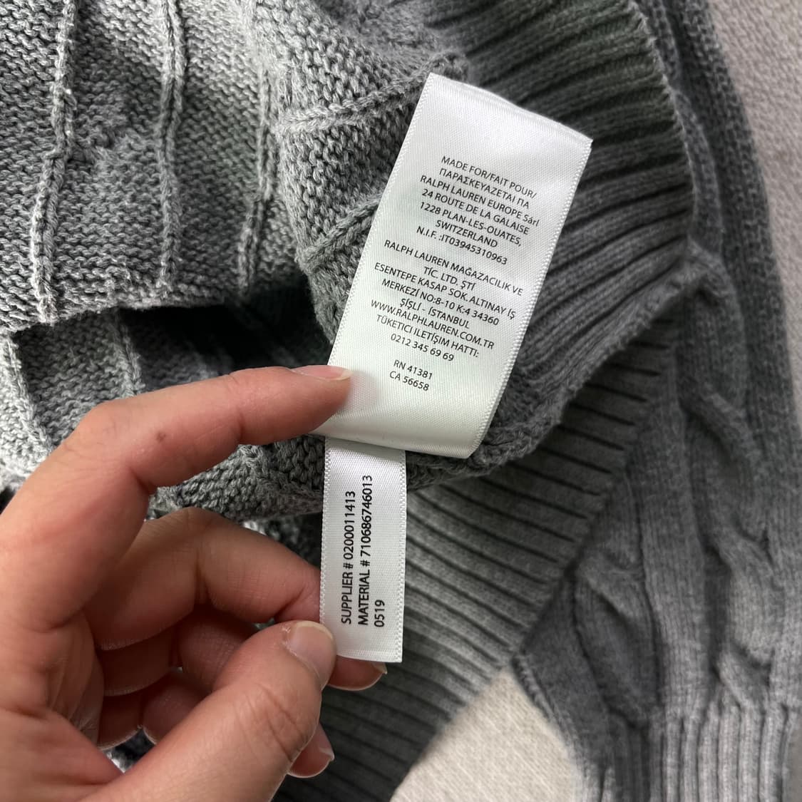 95 폴로랄프로렌 꽈배기 그레이 니트 상품이미지6