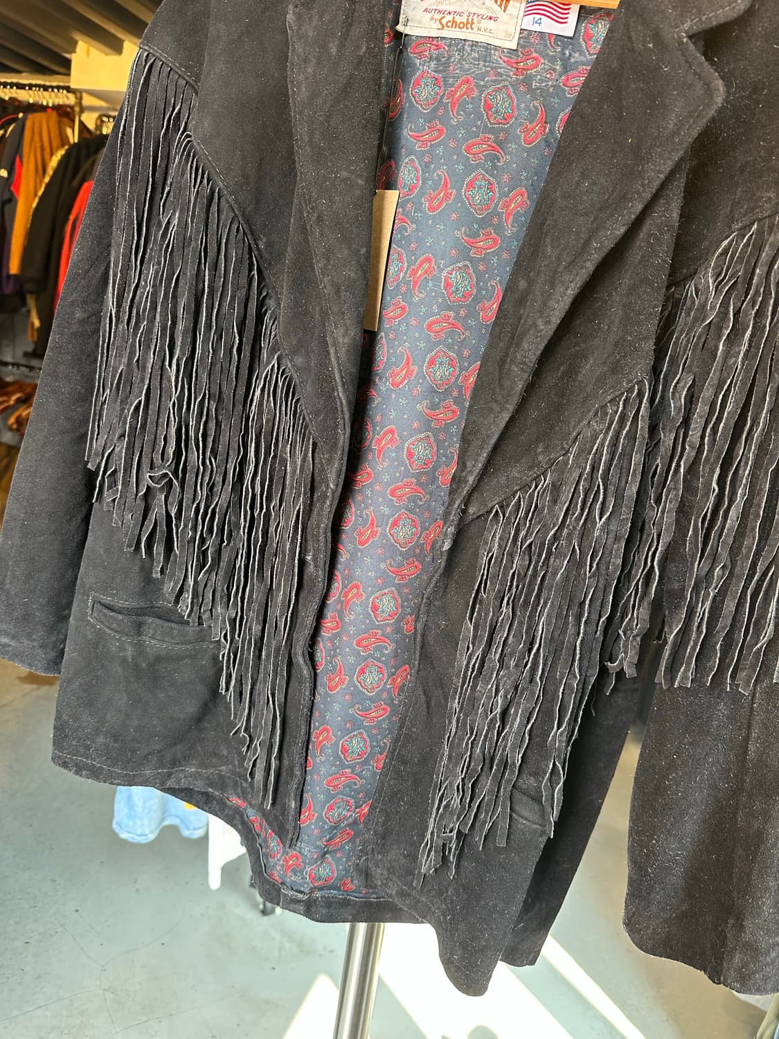 80-90s 쇼트 헤비 리얼 레더 스웨이드 프린지 자켓 상품이미지4