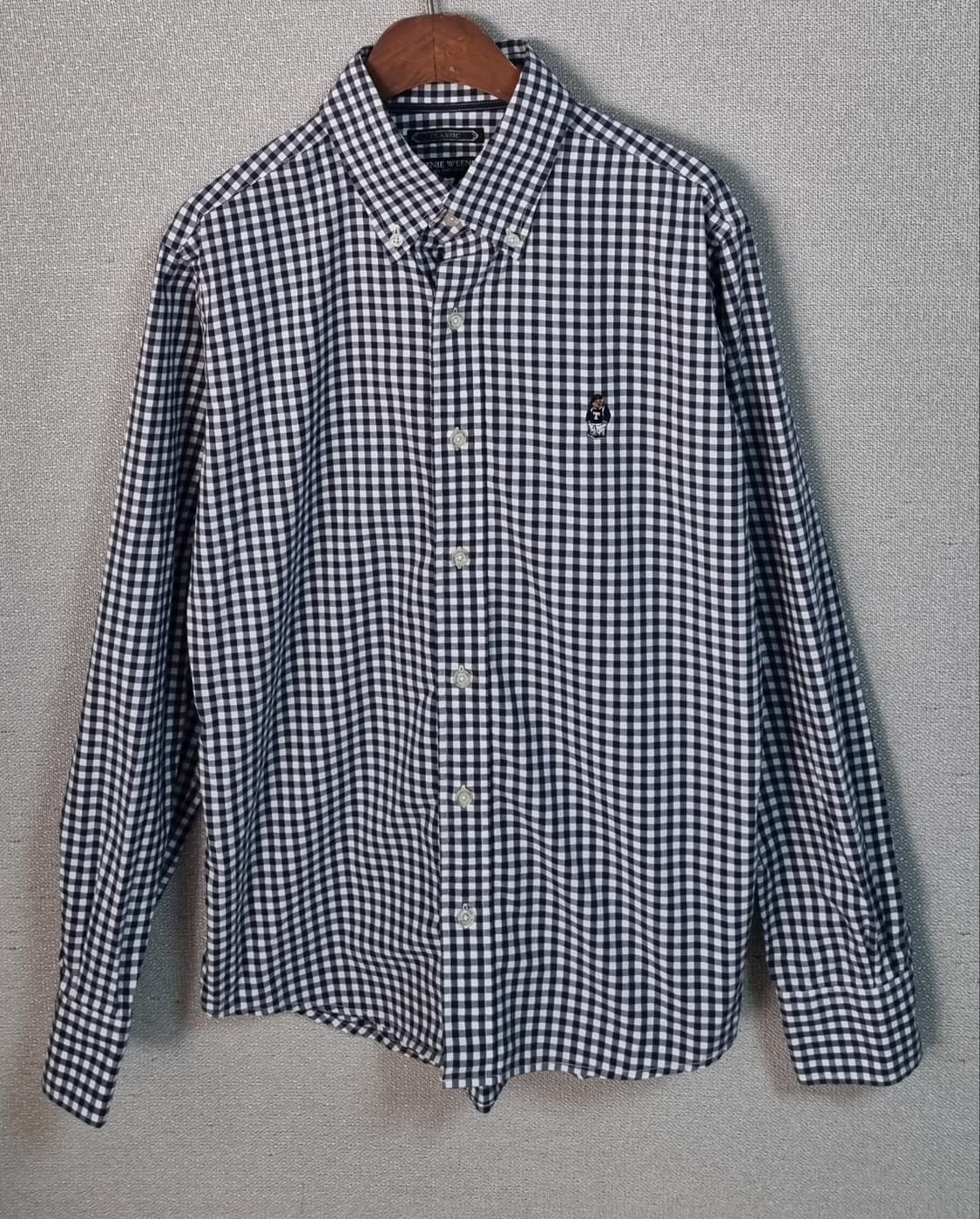 S ) 티니위니 네이비 곰돌이 체크셔츠 상품이미지1