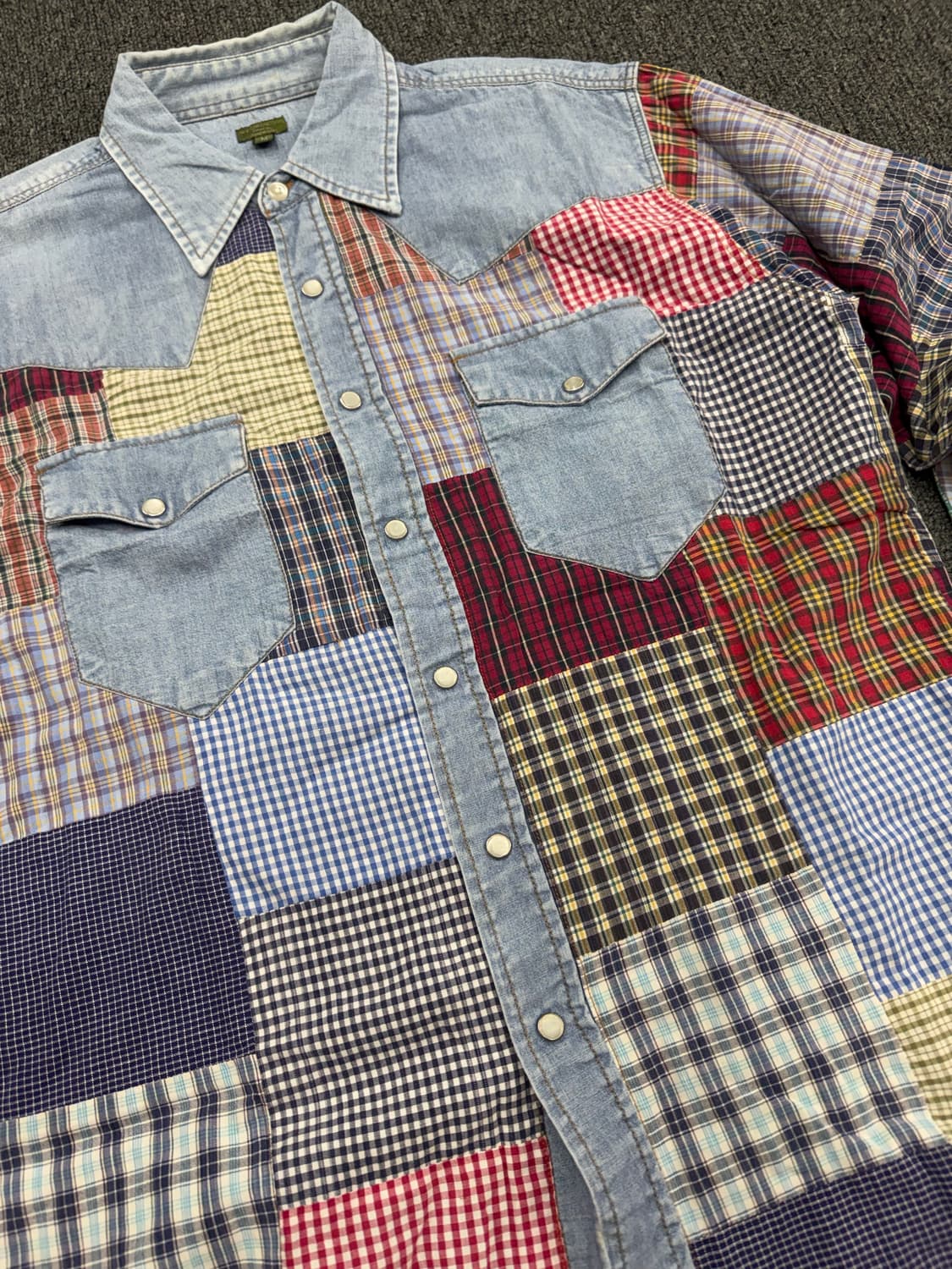 M)CORISCO 빈티지 패치워크 데님 셔츠 상품이미지2