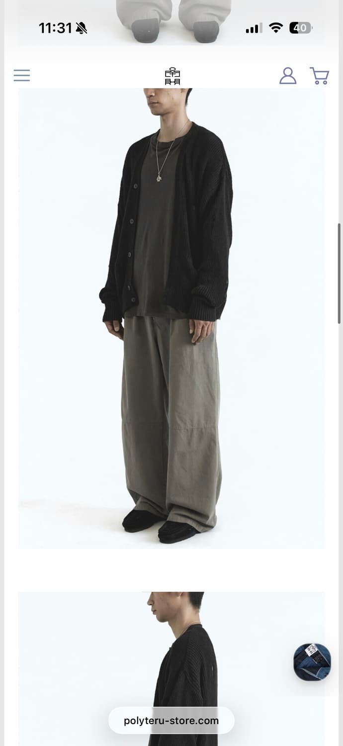 폴리테루 원턱고시마 팬츠 카키그레이 상품이미지1