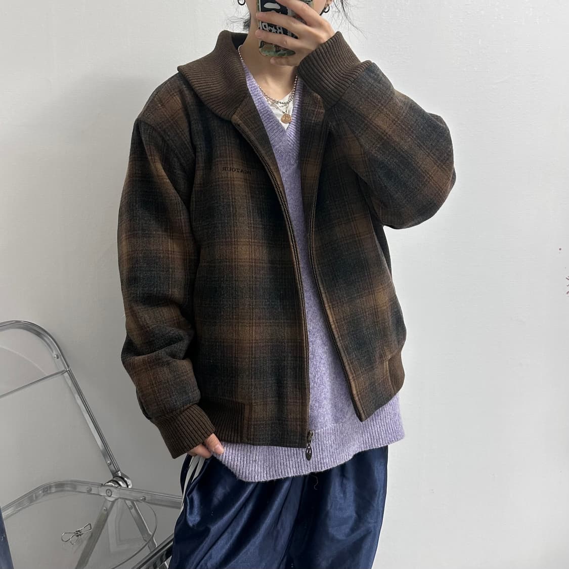 PGA tour 빈티지 숄카라 모직 블루종 자켓 상품이미지2