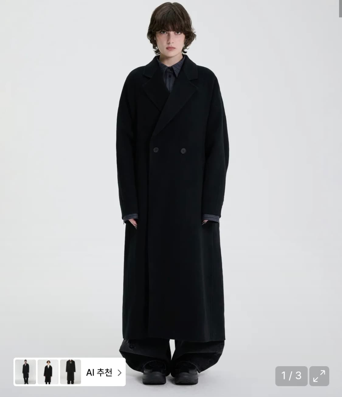 트리밍버드 Wide Long Coat 핸드메이드 와이드 롱코트 블랙 상품이미지1