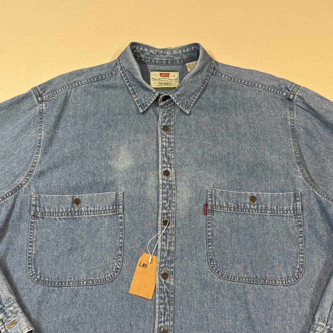 L) 리바이스 투포켓 워크 데님 셔츠 자켓 메탈 버튼 L84 상품이미지3