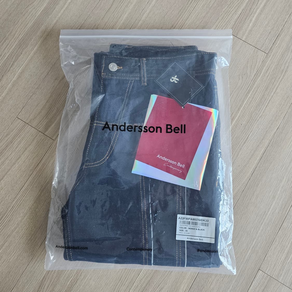 33 새제품) 앤더슨벨 티모시 패널 와이드 팬츠 커브드 청바지 32 34 상품이미지7