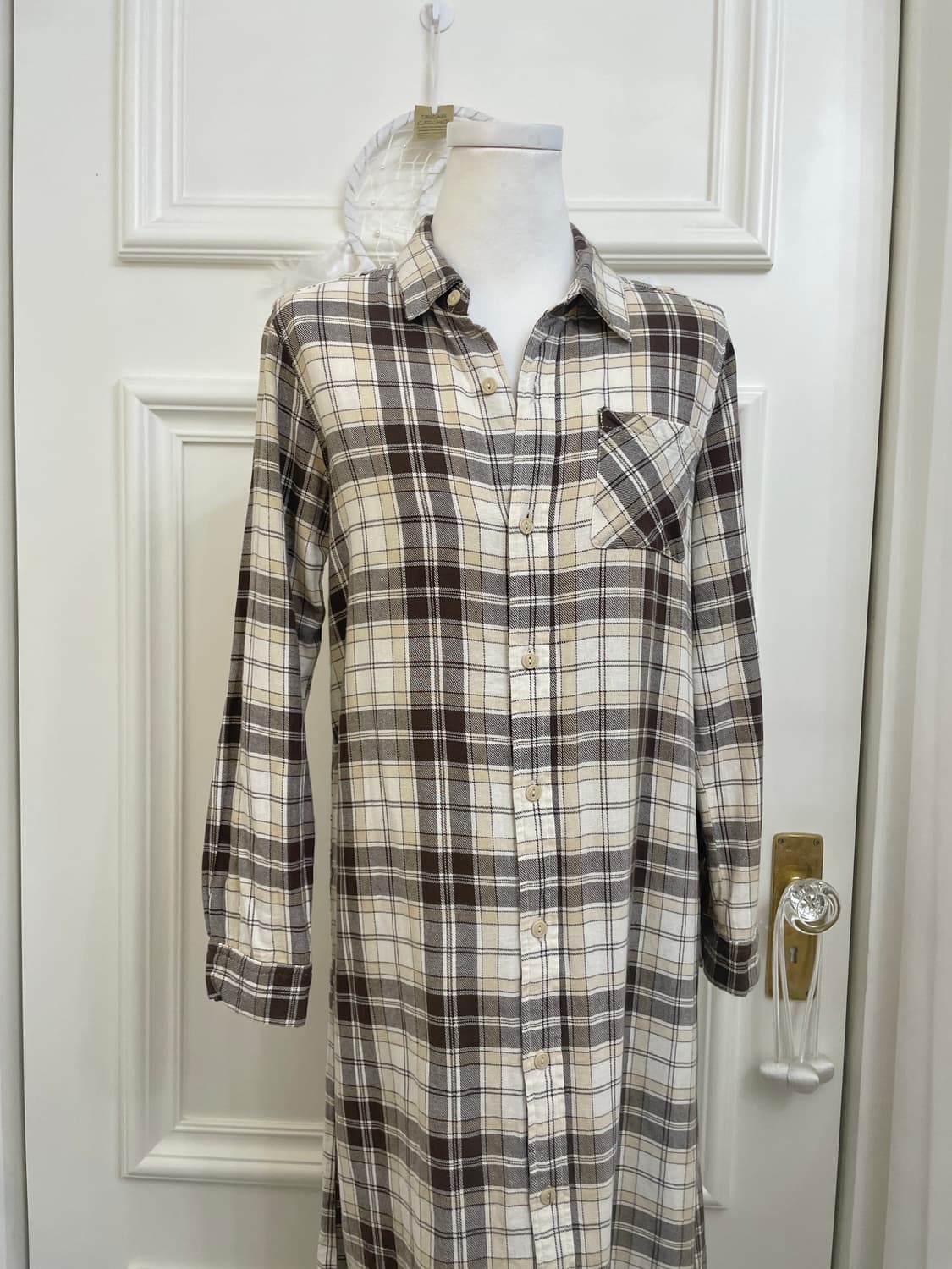 ivory brown check shirt opc(size-M) 상품이미지5