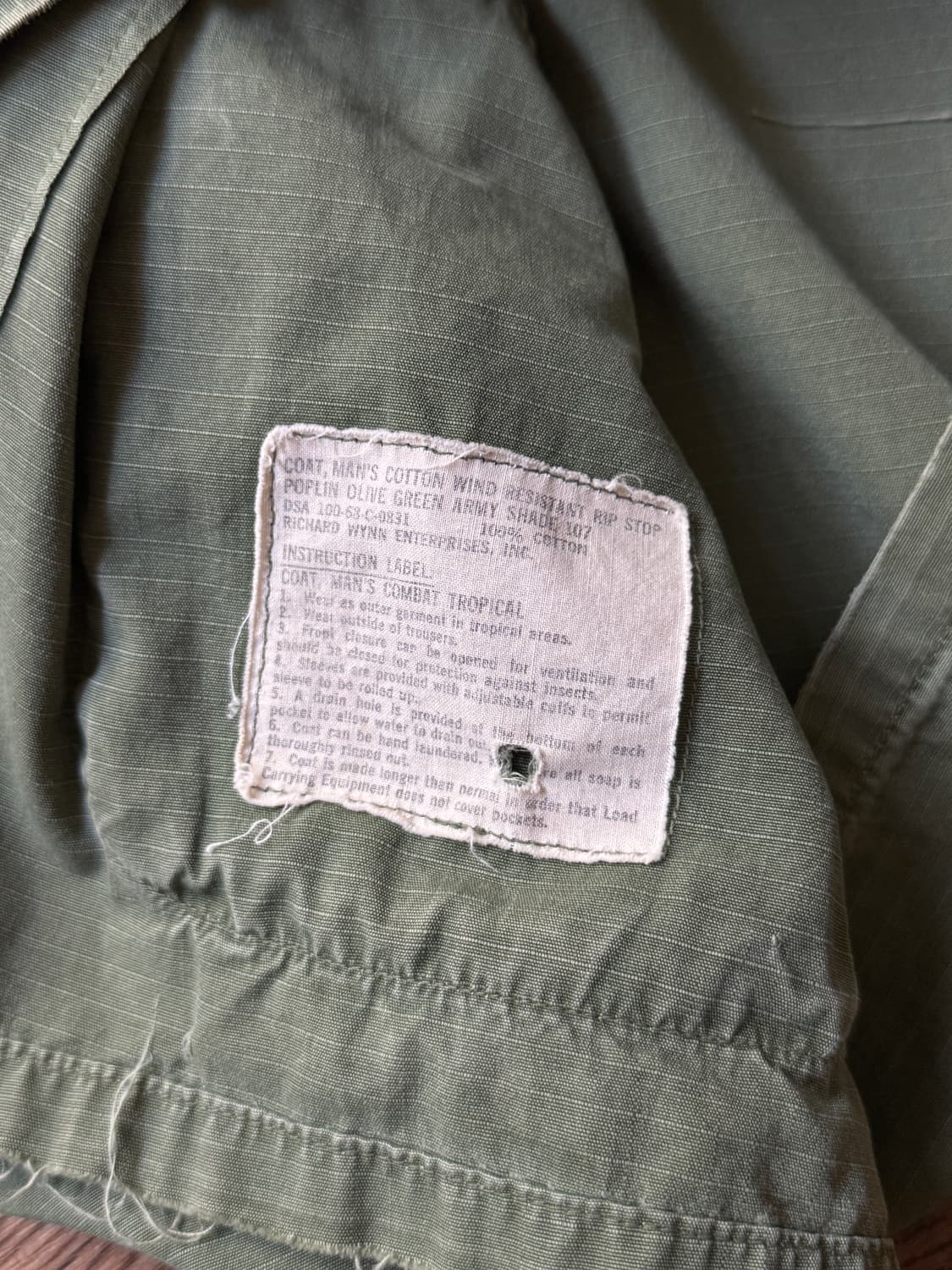 [S]60's 오리지널 U.S 밀리터리 립스탑 정글 퍼티그 자켓 상품이미지6