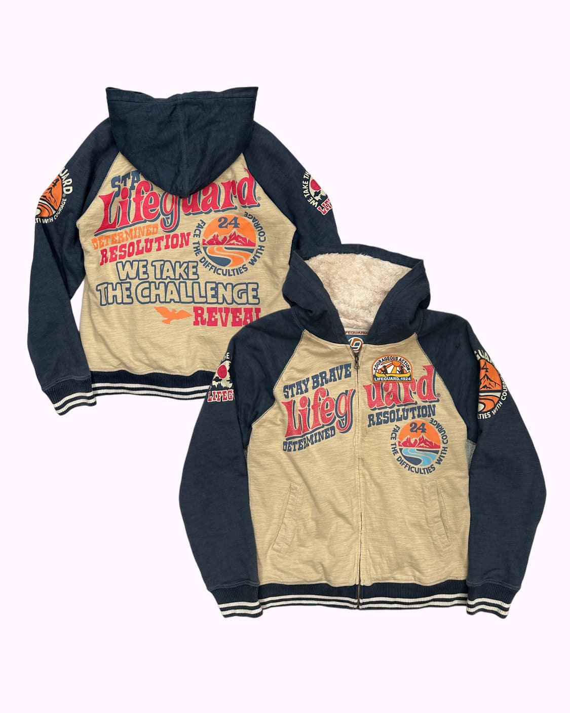 logo fur lining hood zip-up 상품이미지1