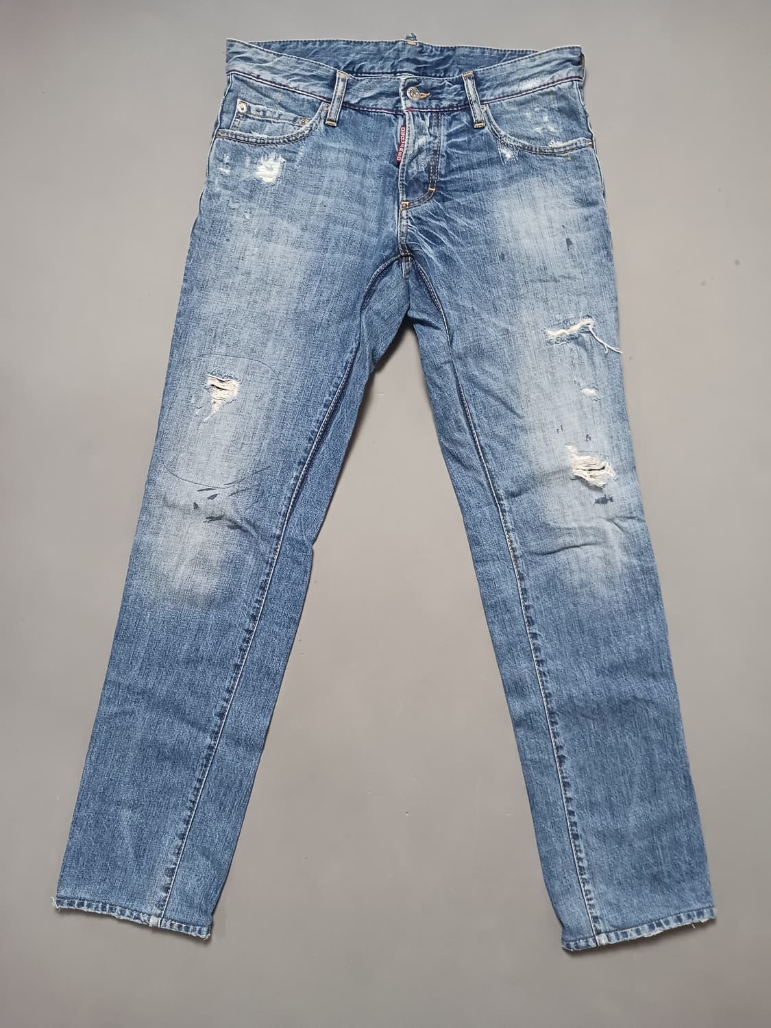 [30] 정품 디스퀘어드2 옐로우페인티드 레드스트랩 슬림진 청바지 상품이미지1