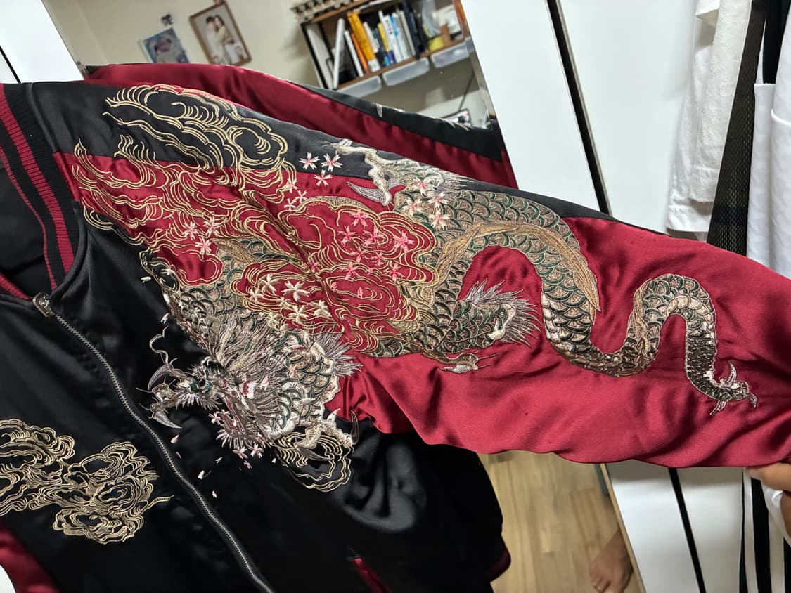 👕 일본판 오리지널 제페니즈 빈티지 리버서블 스카쟌 L/100 상품이미지3