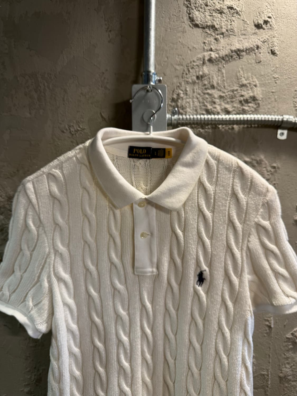 L 폴로랄프로렌 POLO 케이블 니트 폴로 반팔 아이보리 상품이미지4