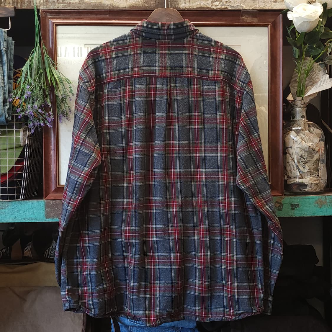 90s 엘엘빈 체크셔츠 플란넬 셔츠 헤비코튼 워크셔츠 아메리칸 체크 xl 상품이미지3