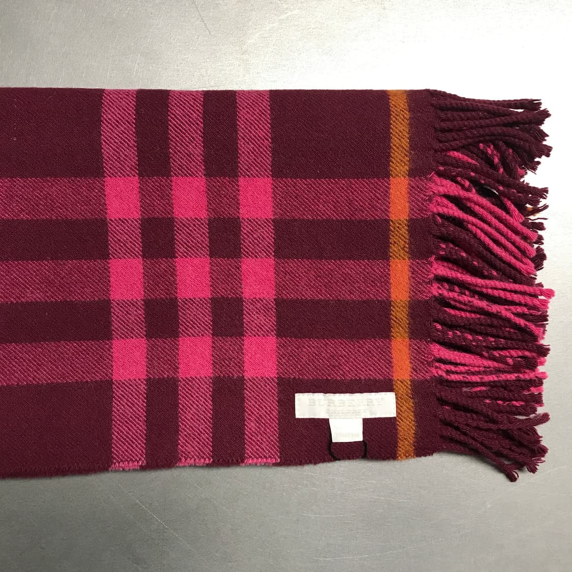 버버리 정품 캐시미어 머플러 버건디 상품이미지3