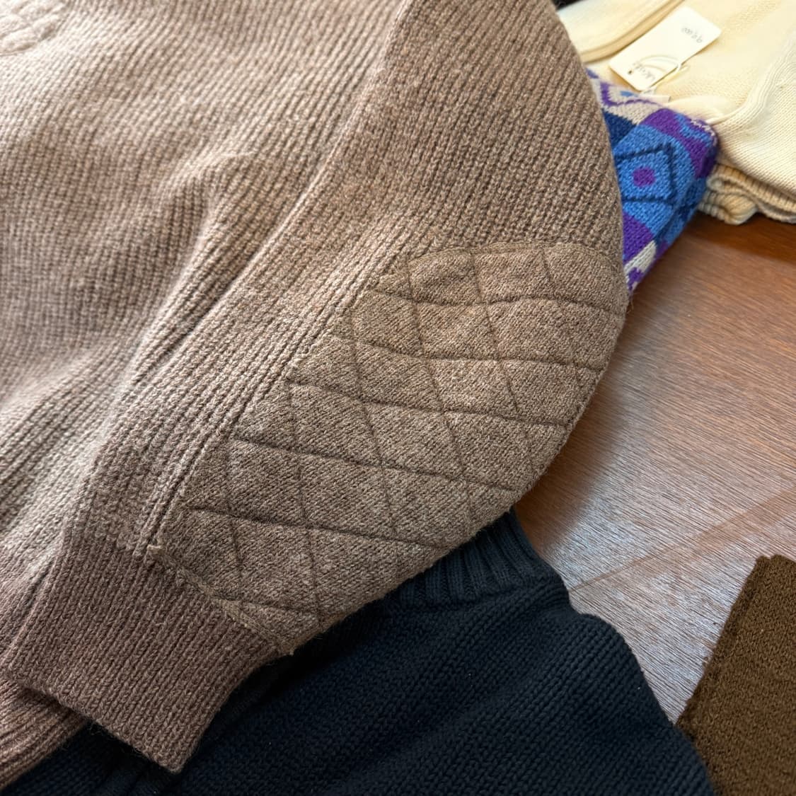 90S 선버드 모카 브라운 퀼팅 울혼방 스웨터  상품이미지5