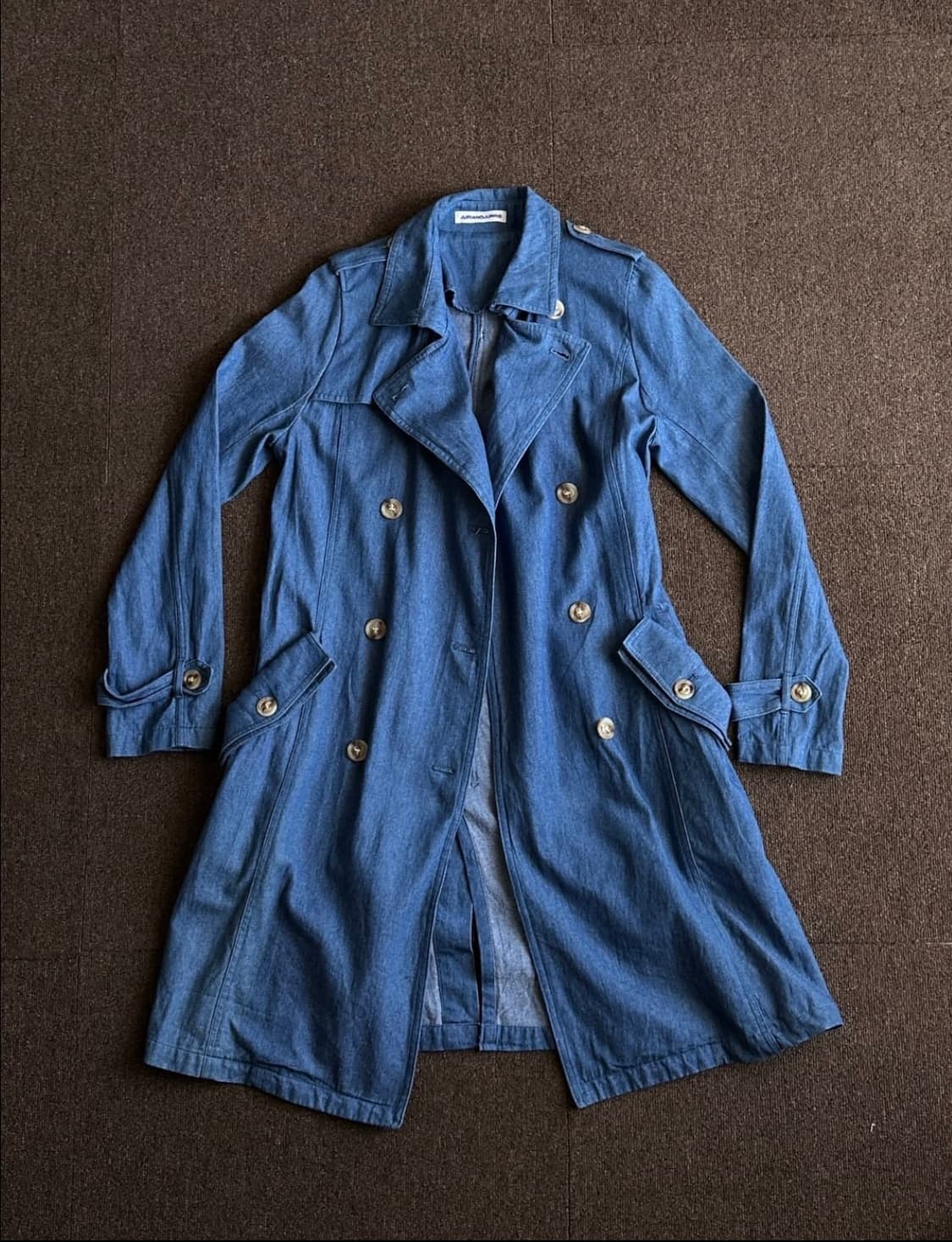 Juriano Jurrie 더블 레이어 포켓 데님 트렌치코트 상품이미지1