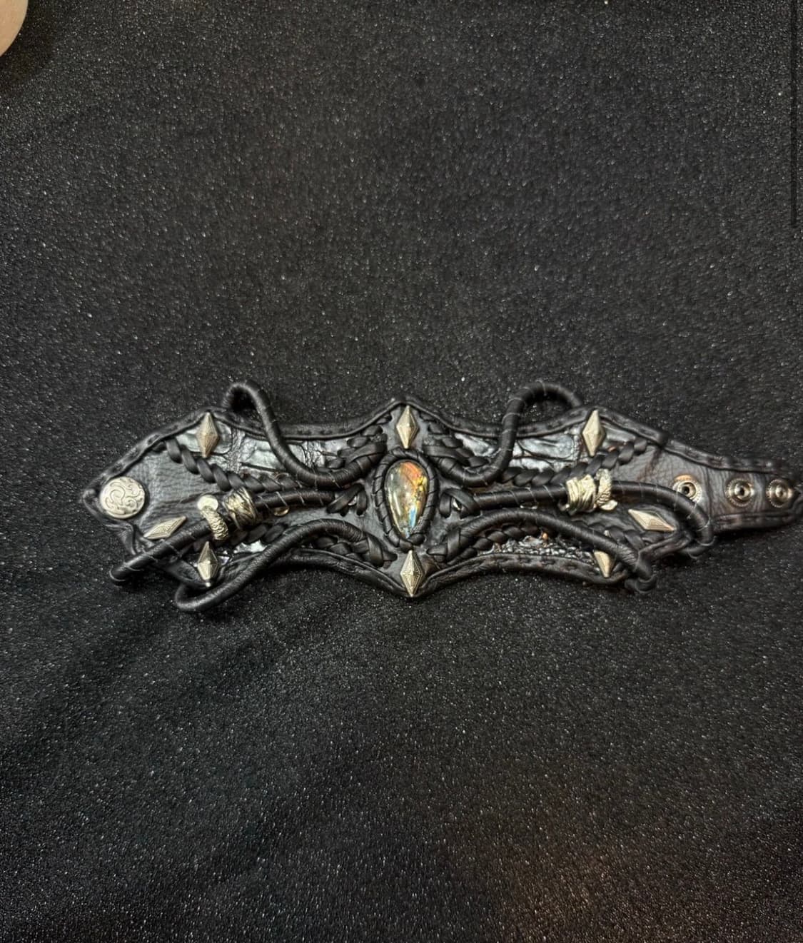 V-kei leather black 팔찌 상품이미지1