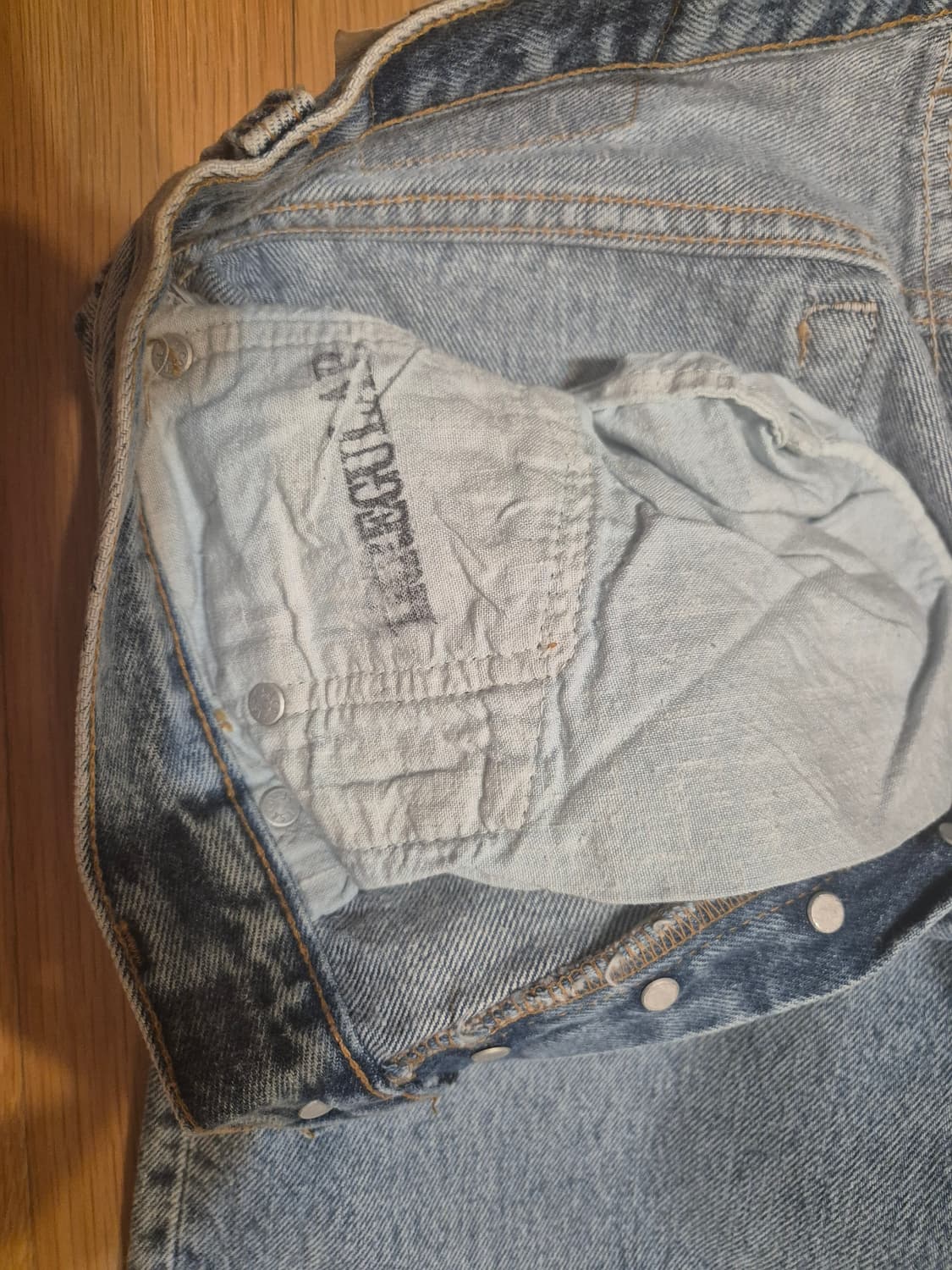 90s 미국 리바이스 레드 501 irregular 데님 팬츠 새상품 상품이미지5