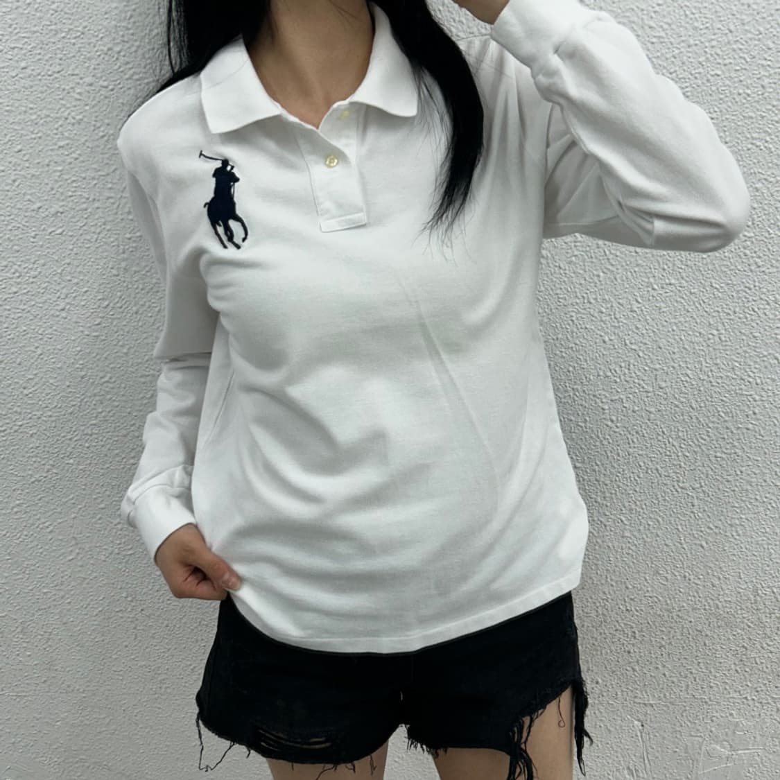 폴로 랄프로렌 네이비 빅포니 화이트 pk 긴팔 XL 상품이미지1