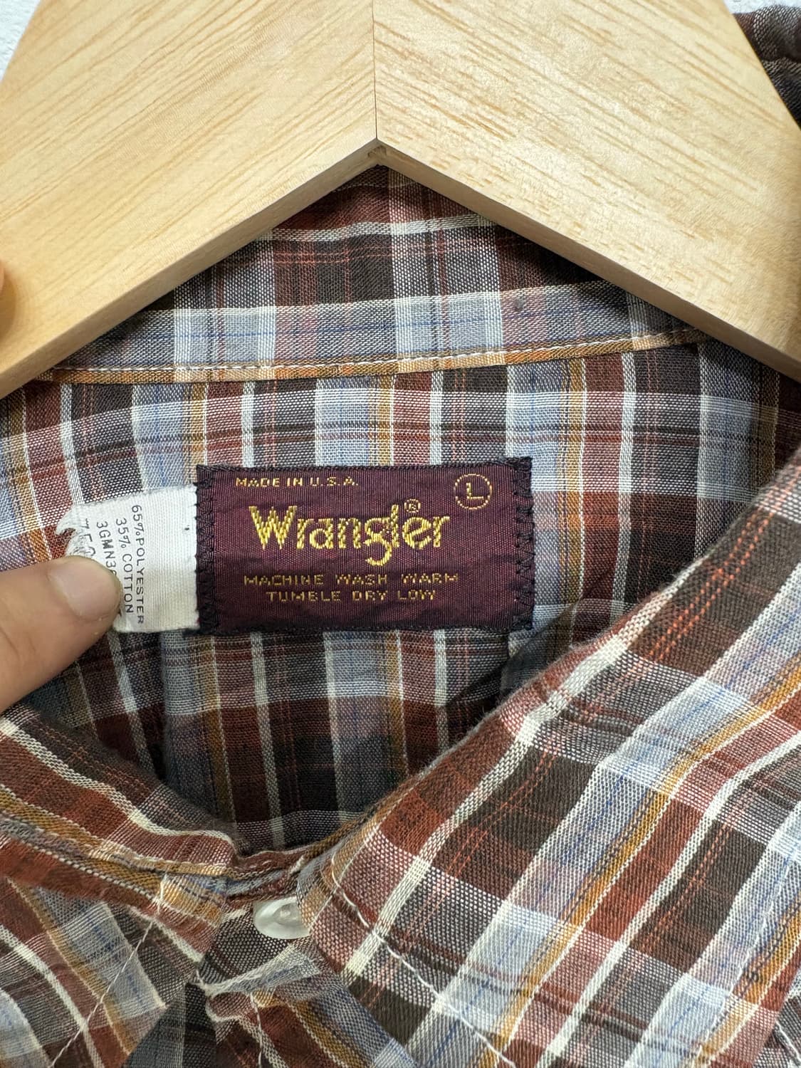 80's vtg Wrangler check Western shirt. 상품이미지4