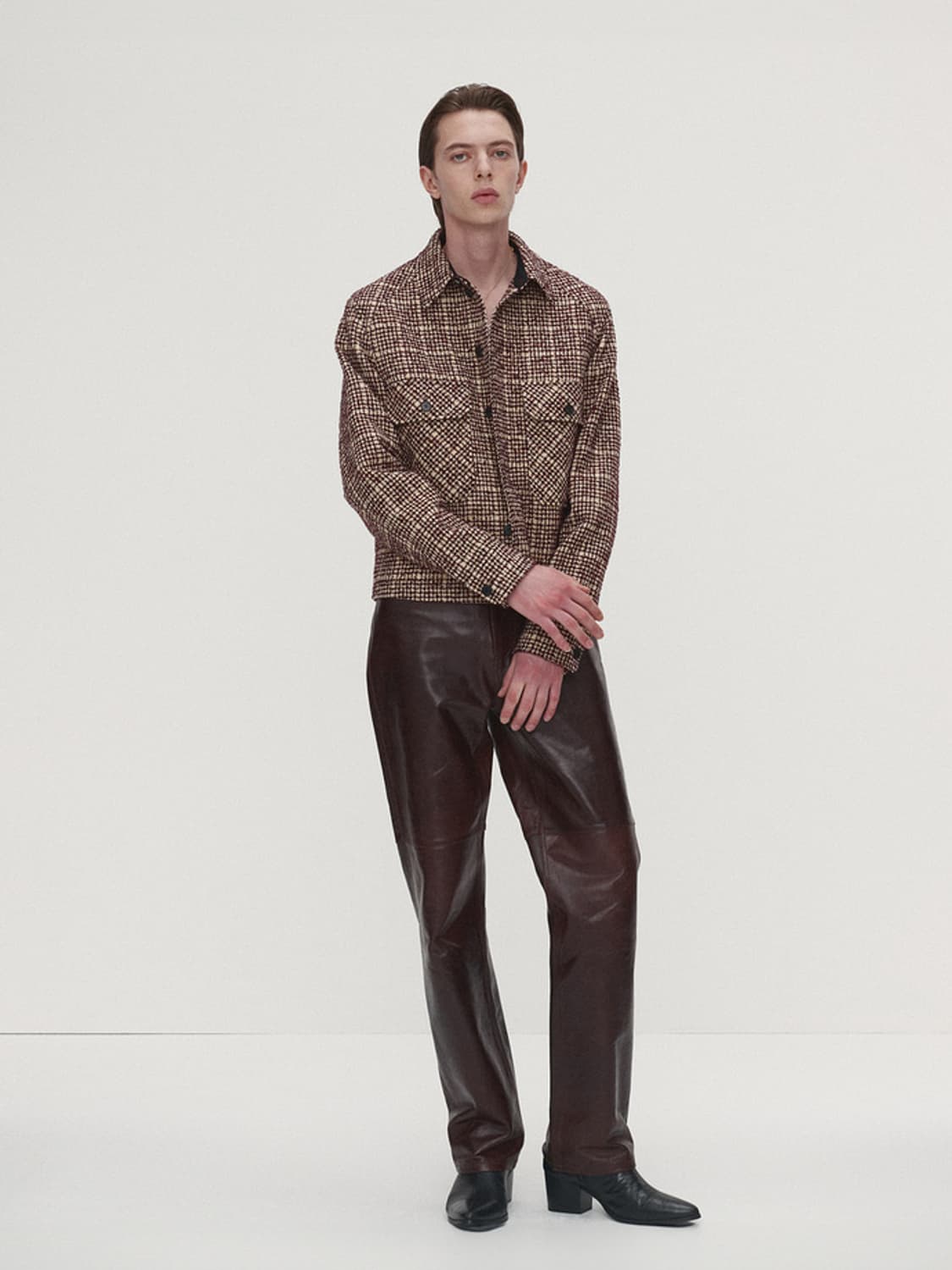 토니웩 울 트위드 자켓(버건디/에크루) 상품이미지4