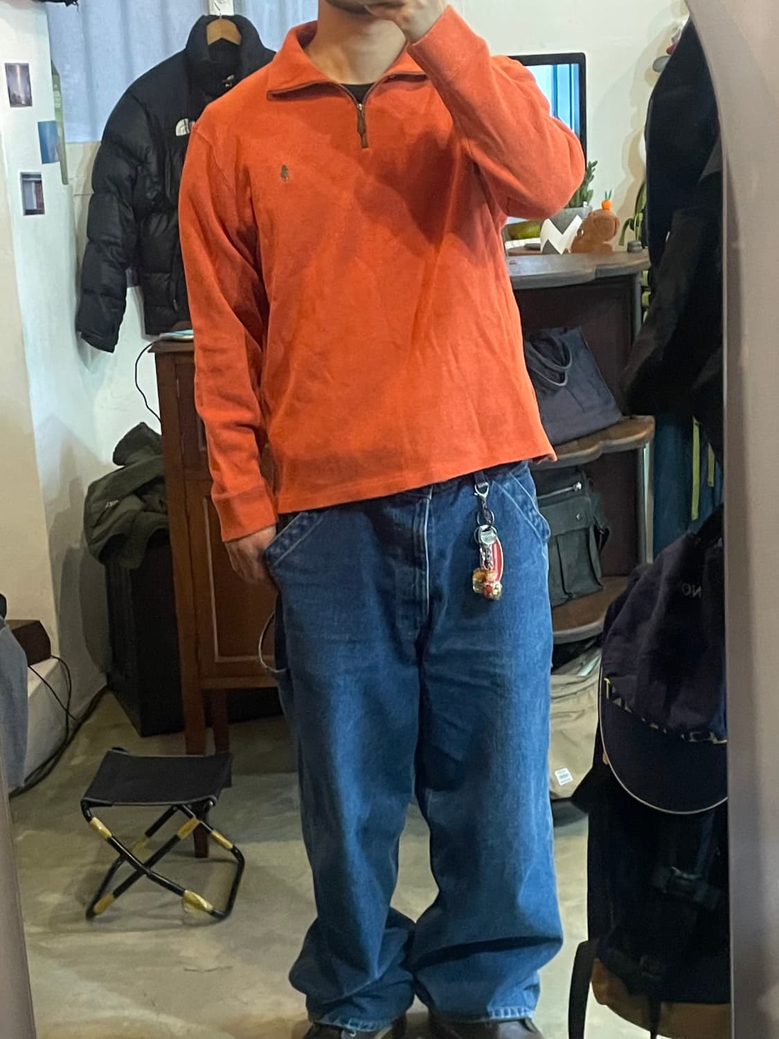 폴로 오렌지 반집업 니트 XL 상품이미지1