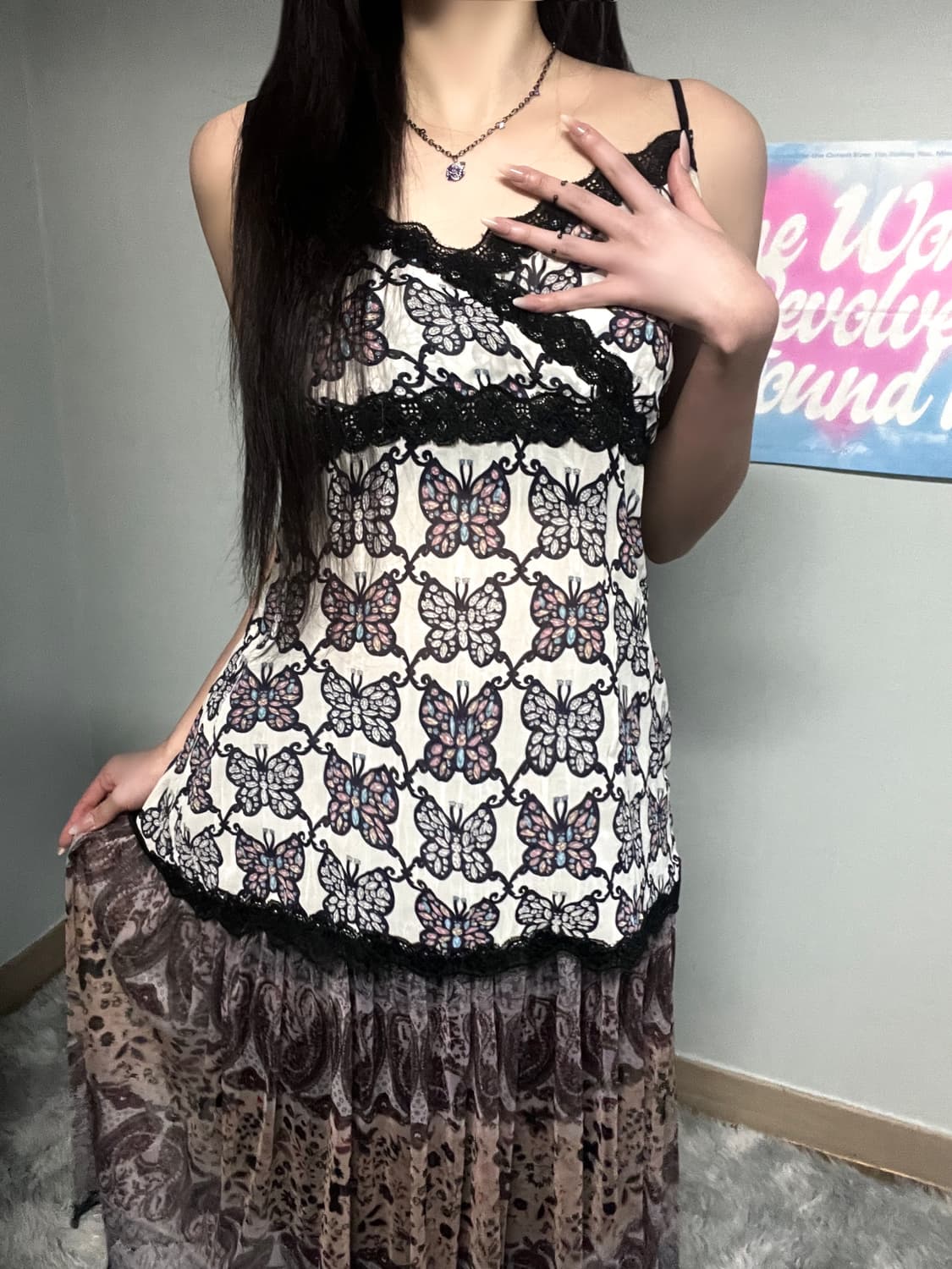 안나수이 나비 블랙 레이스 오리엔탈 레이어드 슬리브리스 상품이미지4