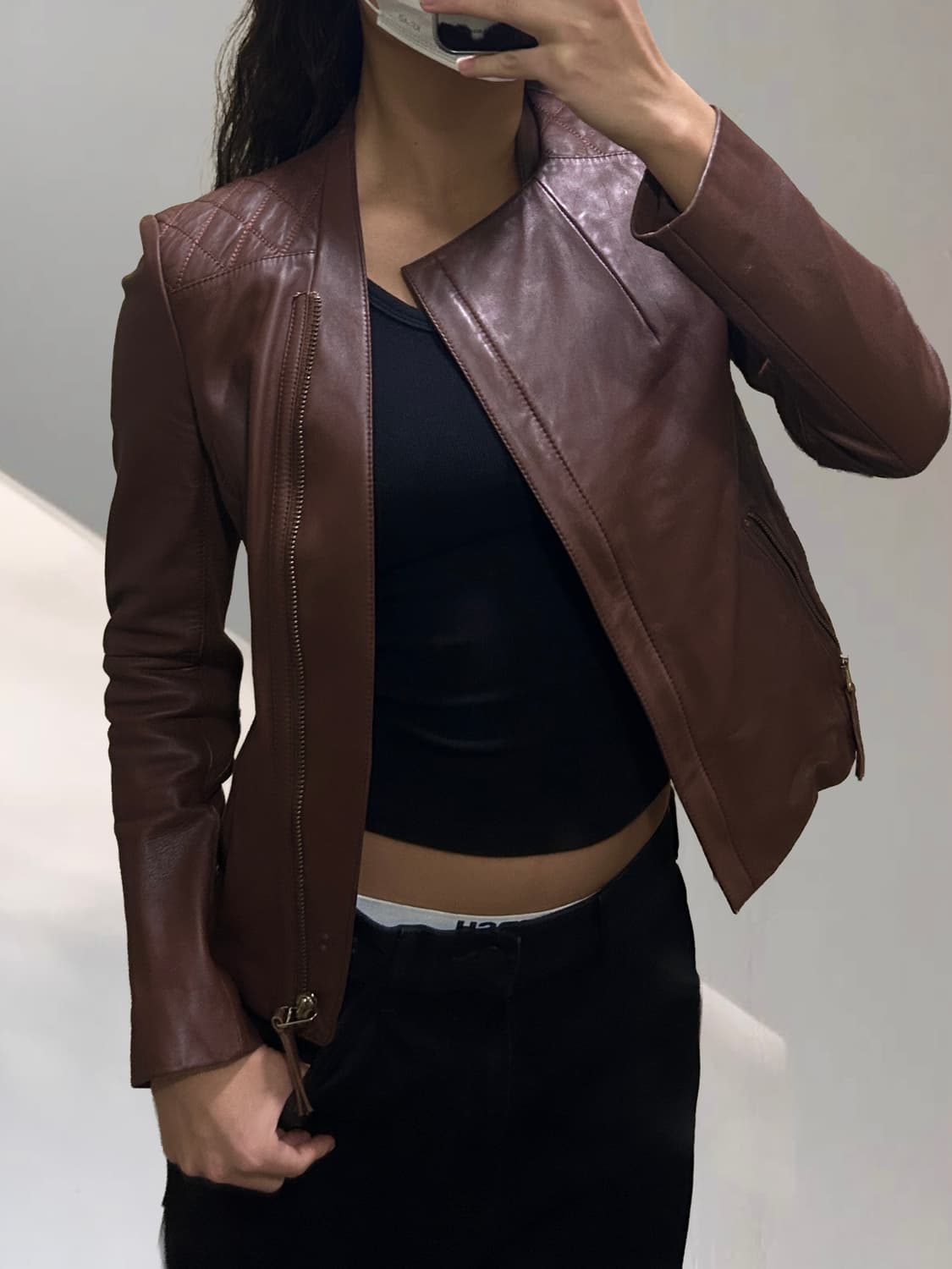 빈티지 니트믹스 브라운양가죽 자켓 상품이미지9