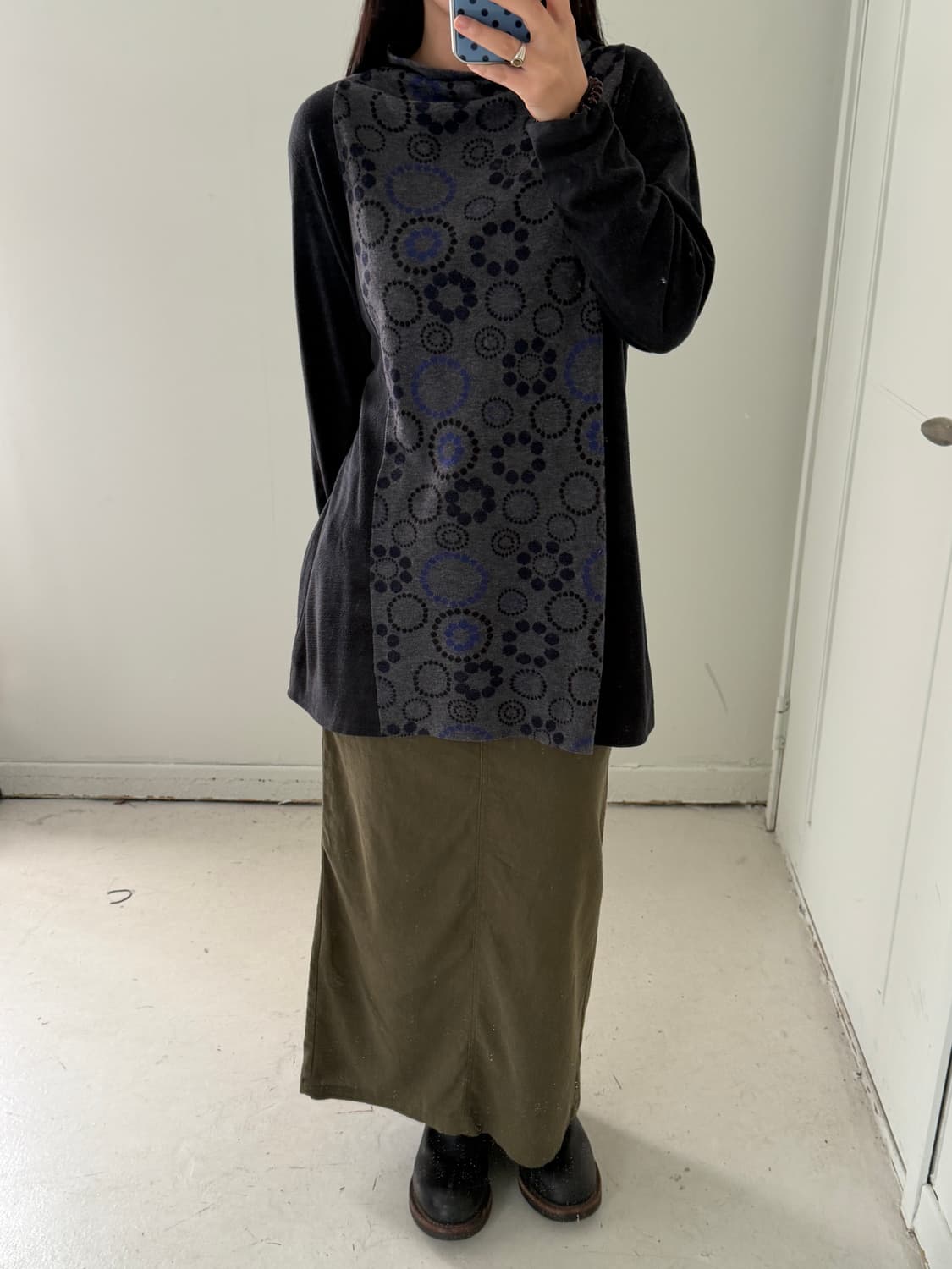 일본빈티지 타원 패턴 롱슬리브 상품이미지2