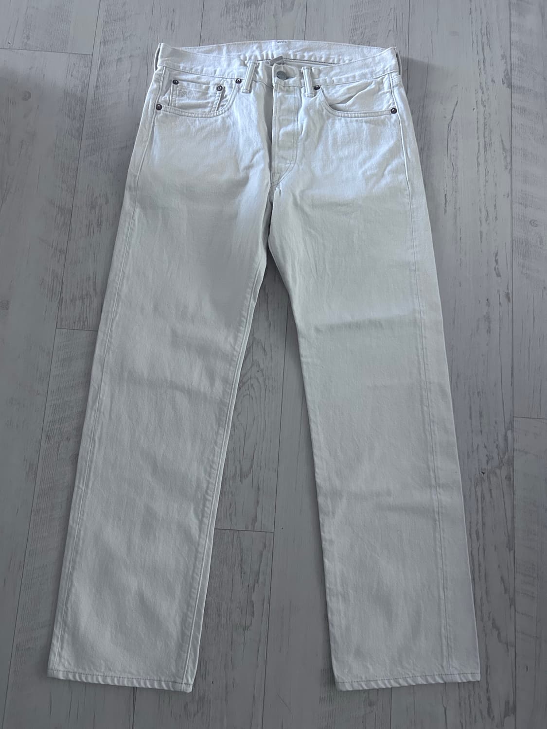 RRL 미국산 스트레이트 레그 핏 내추럴 / 화이트 데님 팬츠 32x30 상품이미지1