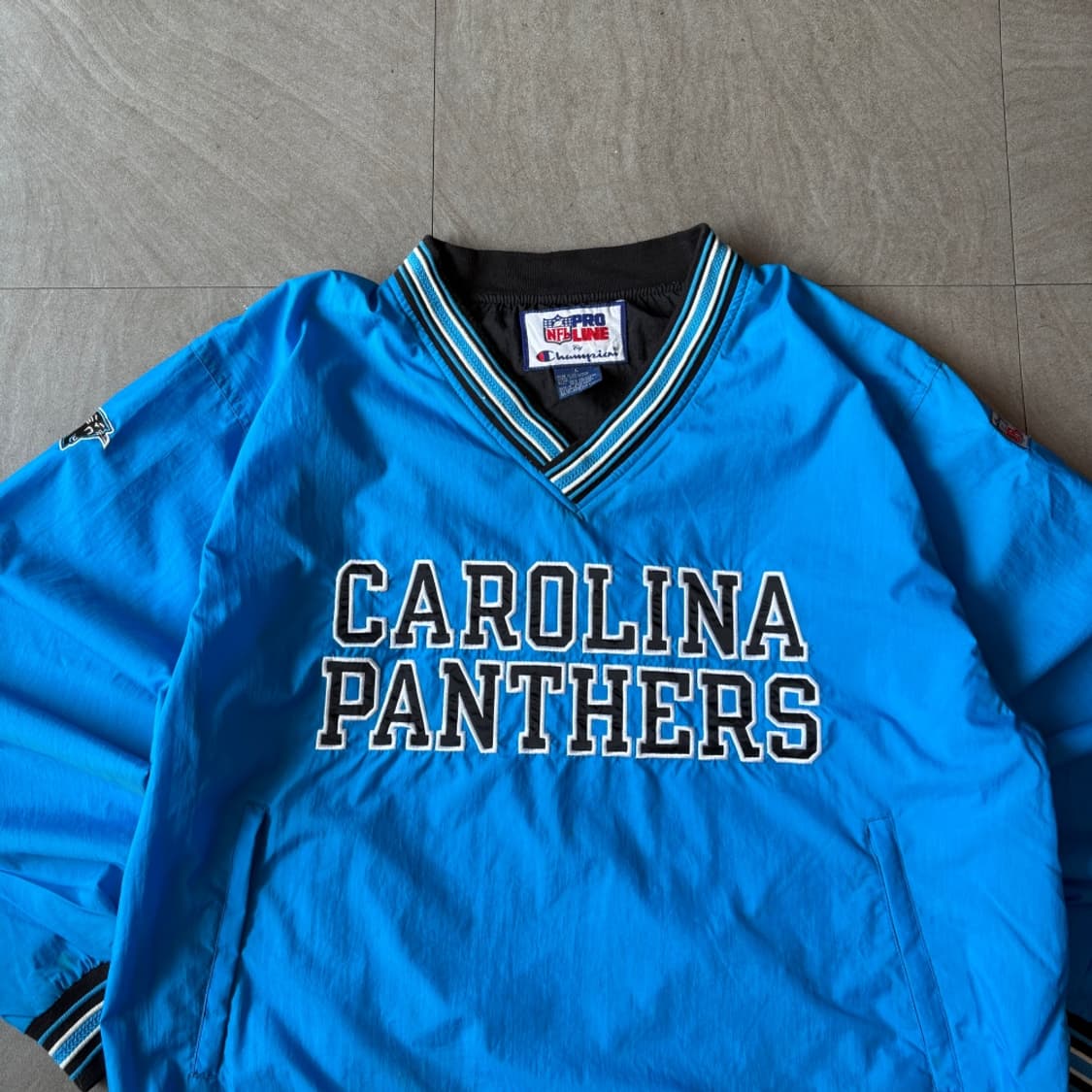 90년대 생산 NFL 프로 라인 바이 챔피온 블랙 나일론 웜업 상품이미지2