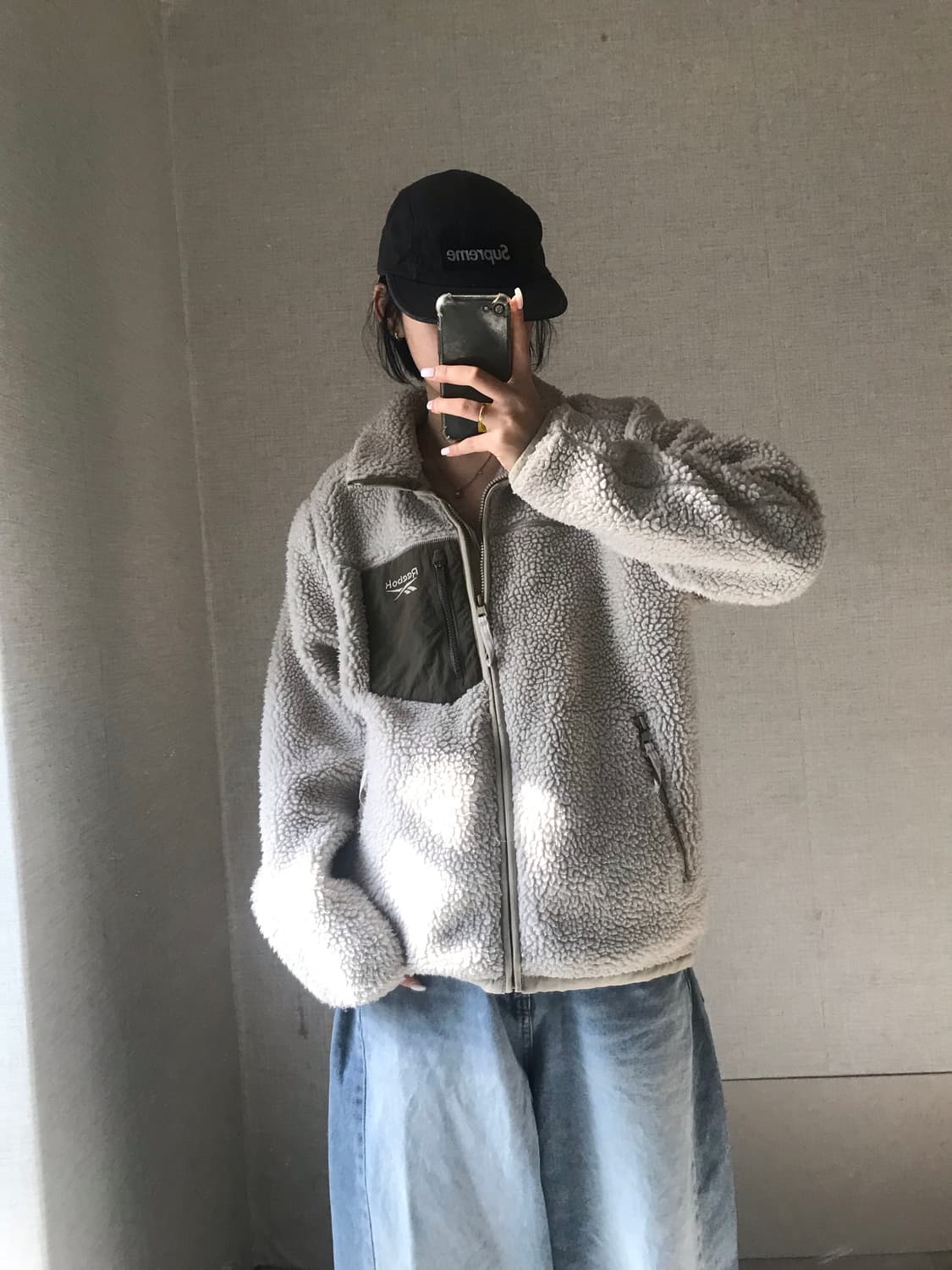 리복 아이보리 카키 후리스 상품이미지3