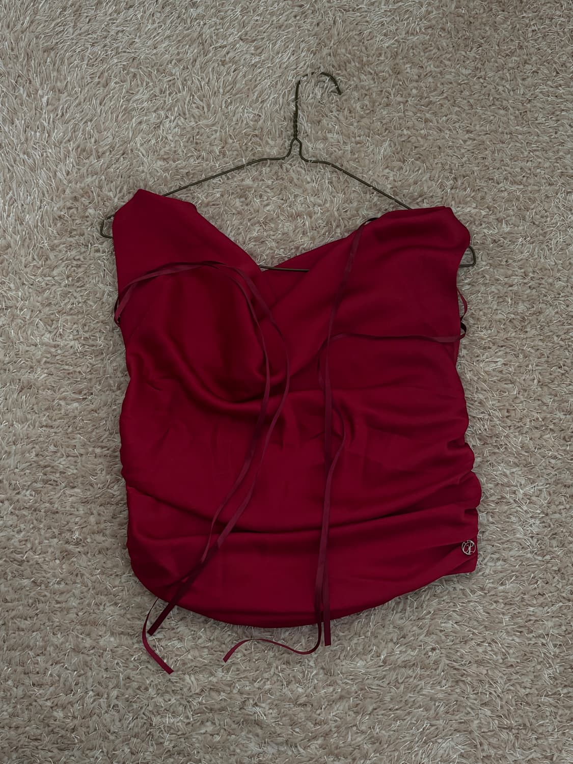 페인오어플레져 새틴 탑 dew cowl satin top red 상품이미지5