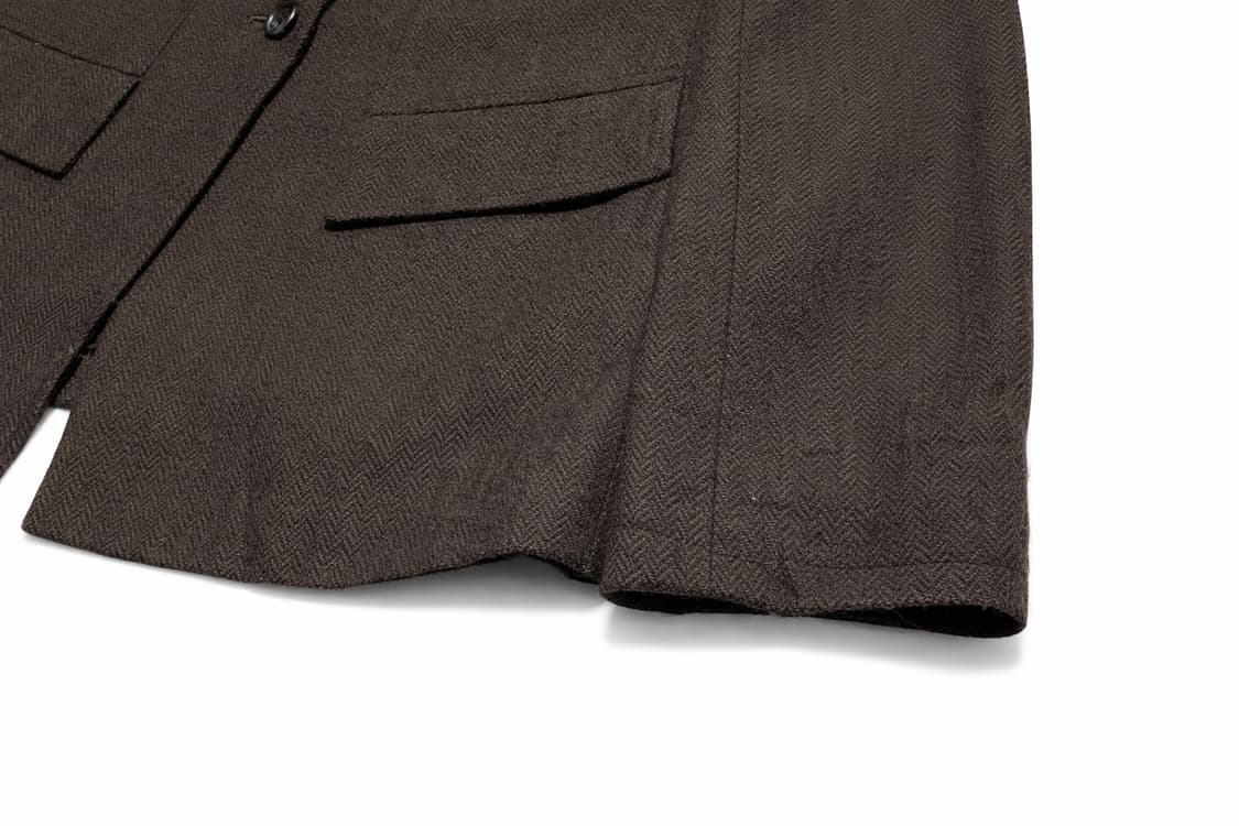 JPN 일본 빈티지 y2k 울 캐시미어 클래식 브라운 헤링본 자켓 M 상품이미지5