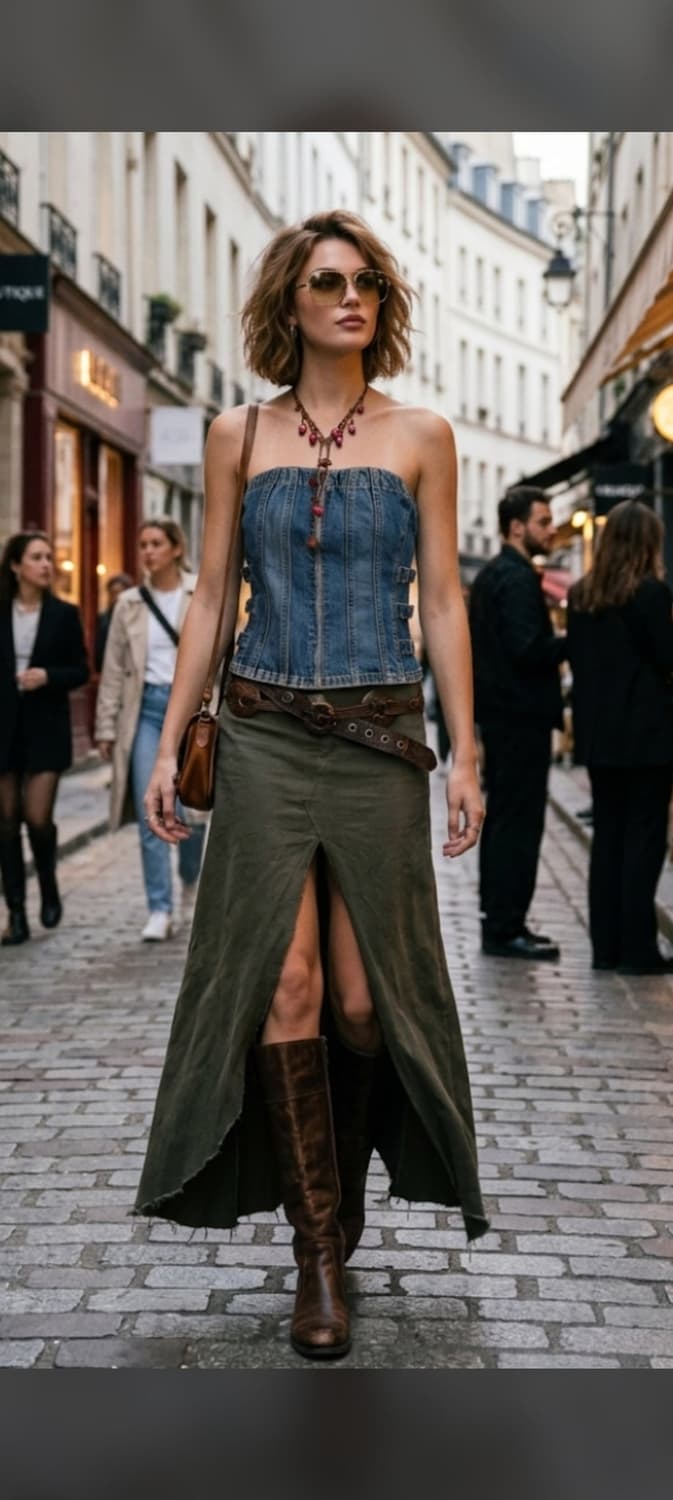 자라 zara 데님 튜브탑 슬리브리스 버클 디테일 tube top 새상품 상품이미지2