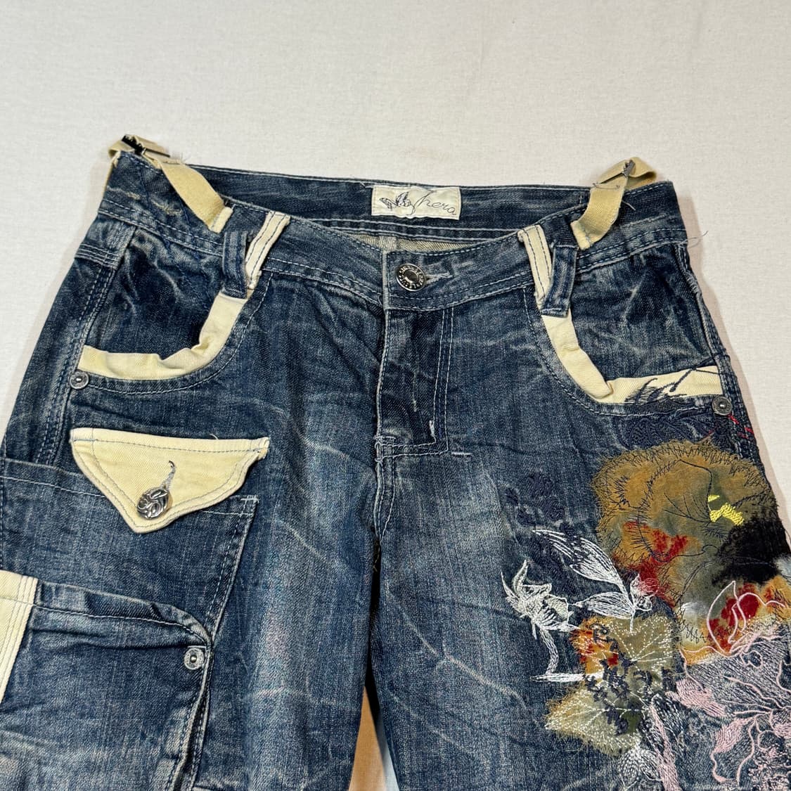 28inch) JPN 일본빈티지 자수 패치워크 데님 팬츠 상품이미지4