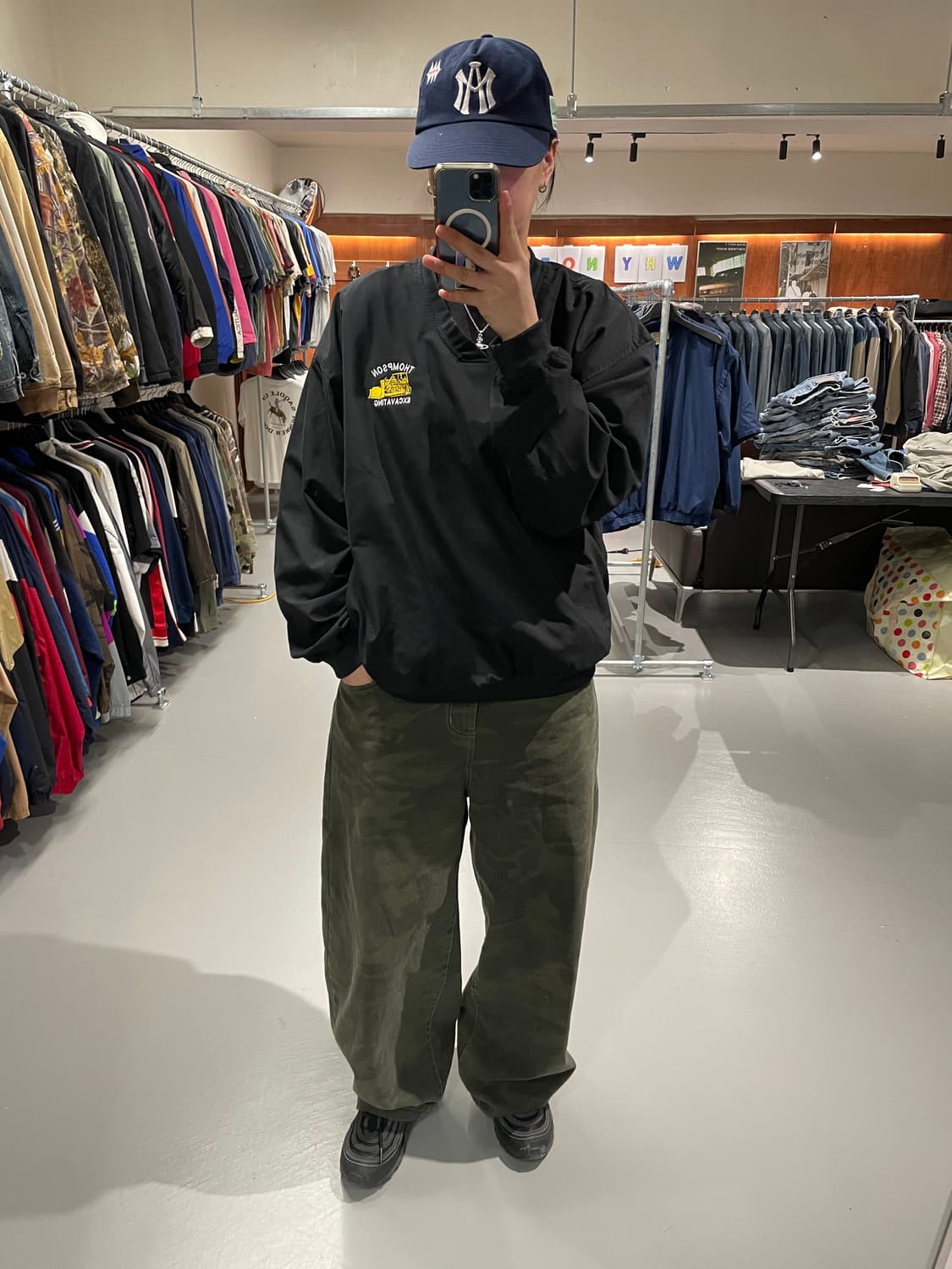 빈티지 v넥 바람막이 웜업(블랙)   상품이미지3