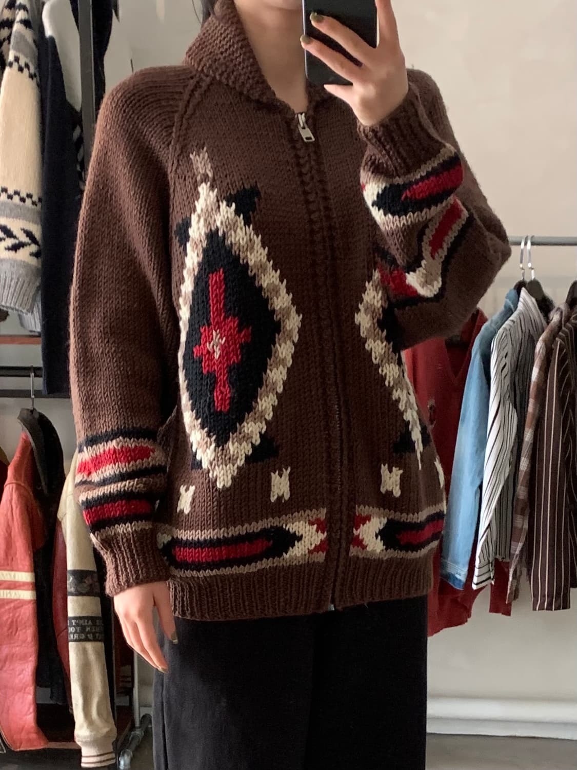 노르딕 헤비 울 집업 코위찬 handknit 상품이미지1