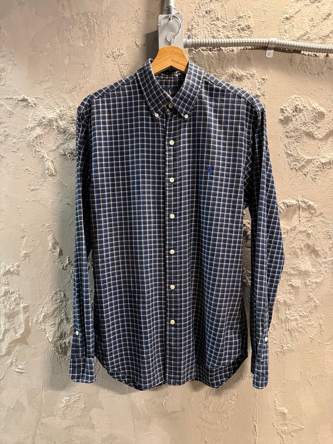 M 폴로 랄프로렌 POLO 슬림핏 체크 버튼다운 셔츠 네이비 상품이미지1