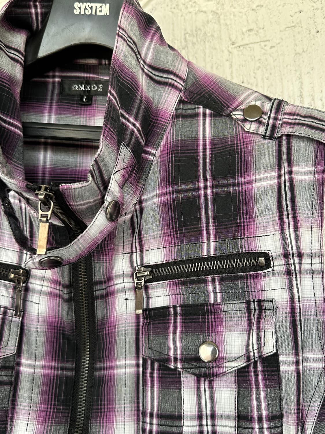 purple x black check pattern punk ve 상품이미지6