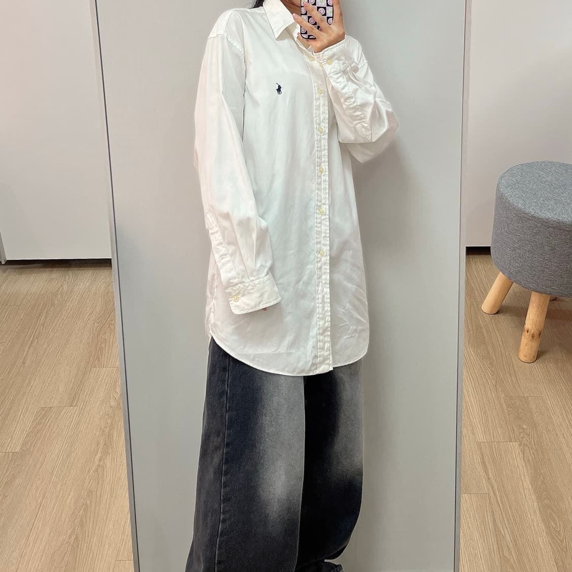 폴로 랄프로렌 네이비 포니 화이트 긴팔 셔츠 남방 상품이미지1