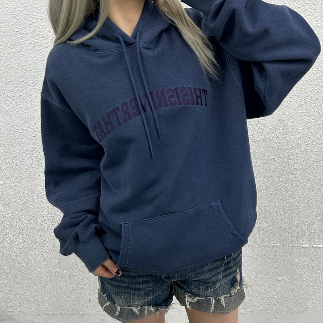 디스이즈네버댓 네이비 자수로고 네이비 후드 XL 상품이미지1