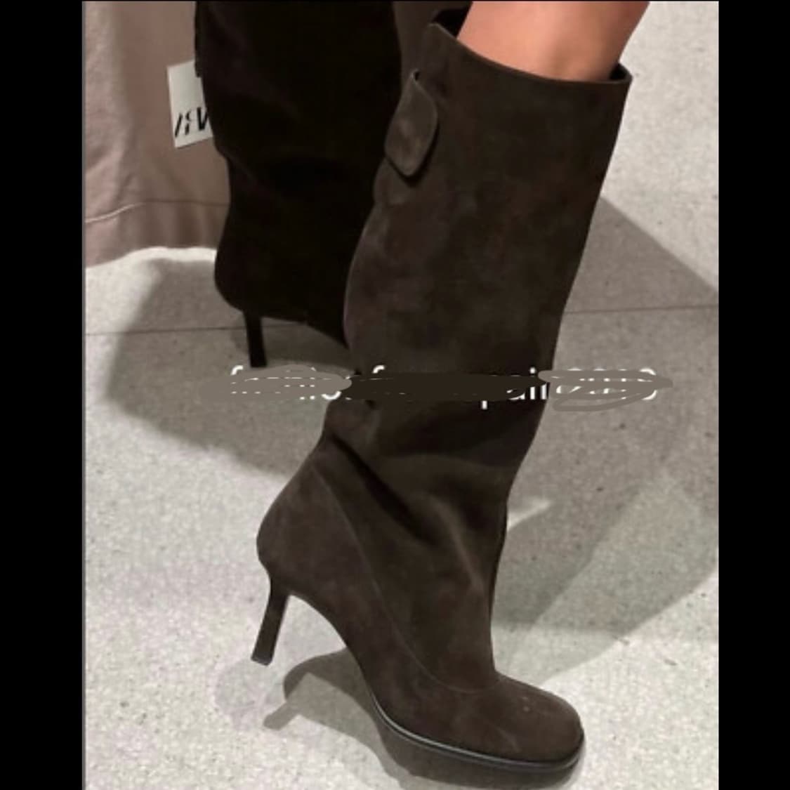 자라 스웨이드 브라운 롱부츠힐 상품이미지1