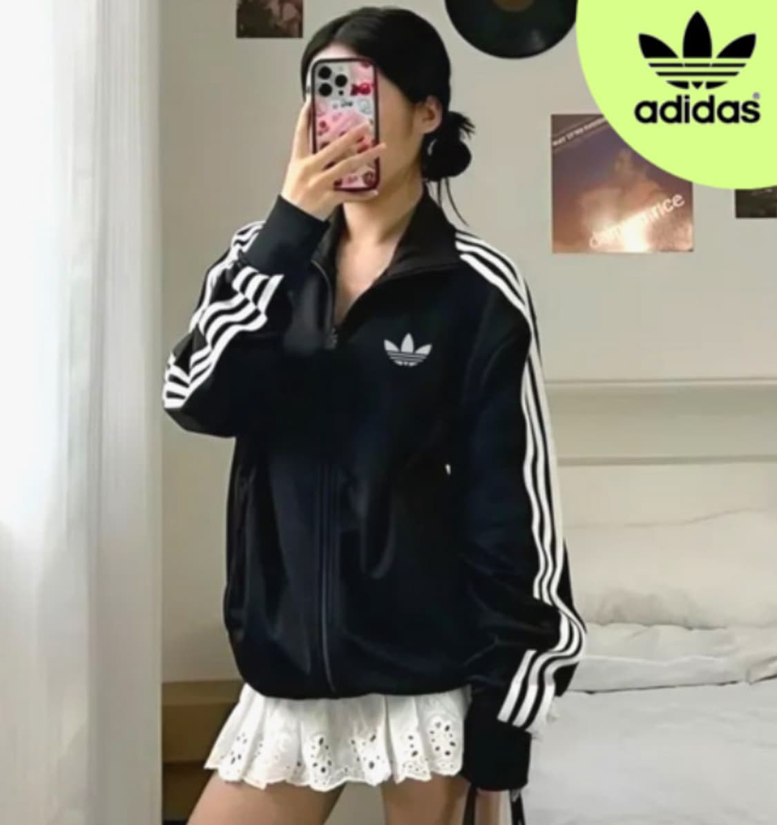 [새상품] 아디다스 빅로고 불꽃마크 파이어버드 트랙탑 검정색 져지 상품이미지2